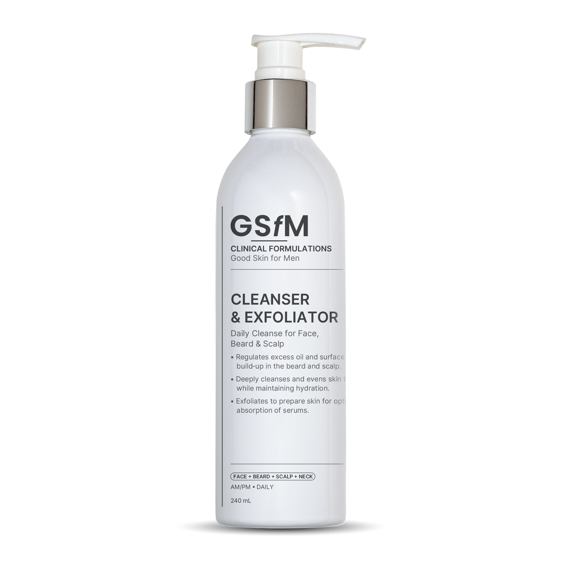 Face / Scalp / Beard & Neck Cleanser and Exfoliator 240ml